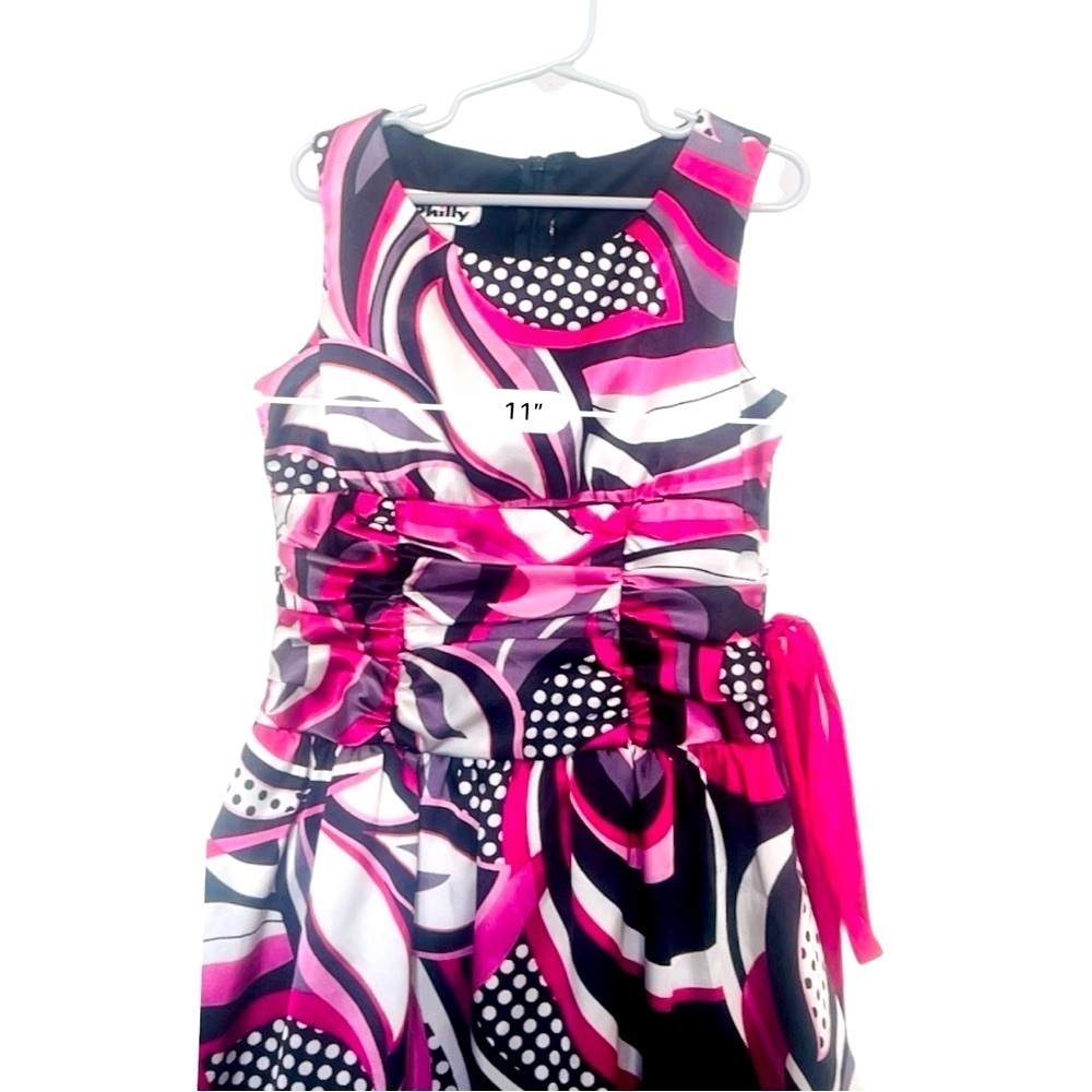Philly any occasion dress 7 sleeveless scooped neck ruffles ruched waist lining - Picture 12 of 15